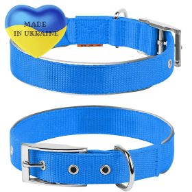 Blue Nylon Reflective Dog Adjustable Dog with Metal Buckle XL Size 23-28 inch Heavy Duty for Large Dogs