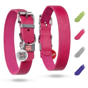 Long Lasting Leather Dog Collar for Large Dogs Medium Small Dogs Adjustable Collar with Durable Buckle D Ring 12-15 inch Neck x 4/5 inch Wide Pink Col