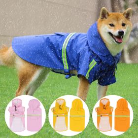 Pet raincoat for large and small dog; PU waterproof big dog raincoat; outdoor reflective dog raincoat (colour: blue, size: L)