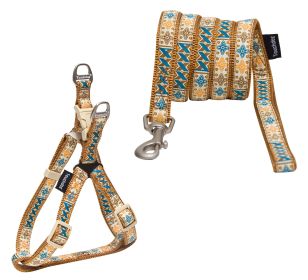 Touchdog 'Caliber' Designer Embroidered Fashion Pet Dog Leash And Harness Combination (Color: Brown Pattern, size: large)