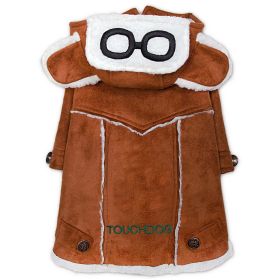 Touchdog 'Tuskegee' Aero-Vintage Designer Dog Coat (Color: Brown, size: large)