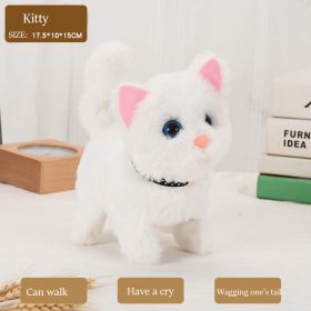 Electric Cat Plush Toy Walking Barking Cute Pet Dog With Battery Control Birthday Gift For Boy Girl Kawaii Electronic Plush Toys (Color: Black)